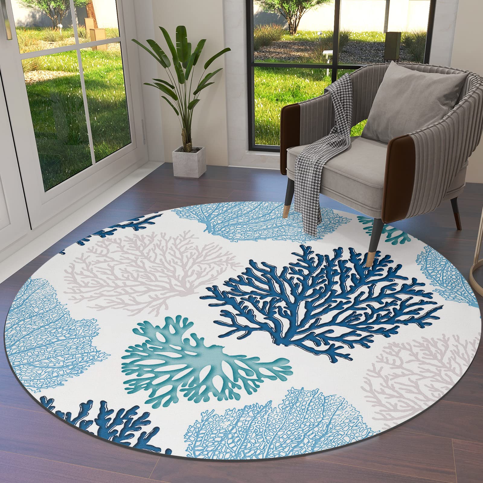 ラグ・カーペット round beach rug Amazon.com: Round Area Rug 3ft Nautical Coastal Ocean Coral